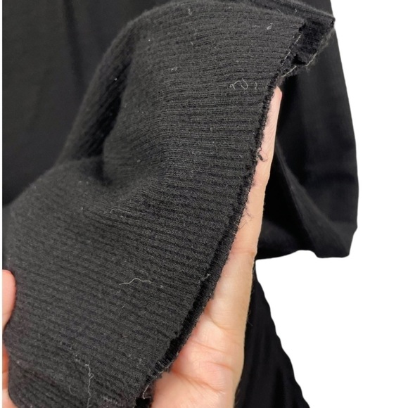 Velvet by Graham & Spencer Black Ribbed Viscose Jersey Ruched Midi Dress Size M - Picture 6 of 8